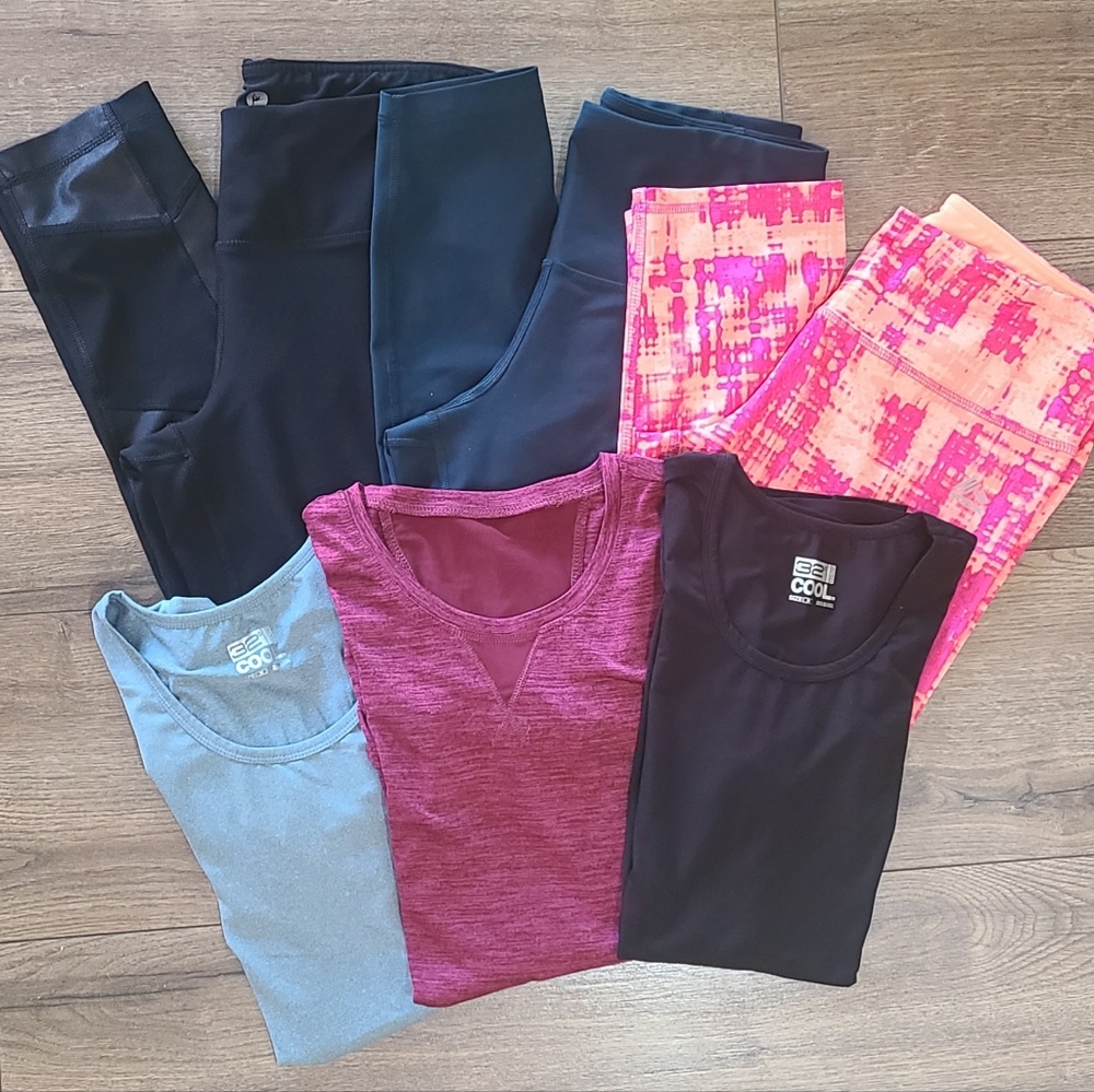 Activewear LOT OF 6- Barely/Gently Worn bottoms & tops- RBX, REFLEX, more- sz M